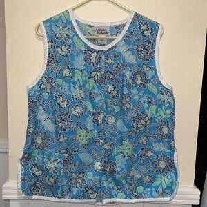 Anthony Richards Vintage Blue Lounge Wear Floral Vest Cottage Core Grandma Core